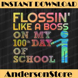 flossin like boss 100 day of school teacher png