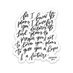 jeremiah 29:11 sticker | religious stickers | christian quotes decals | faith stickers