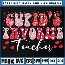 Cupid's Favorite Teacher Groovy Valentines Day Png, Valentine's Day Elementary School, Valentine Day, Digital Download