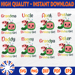 bundle 8 files cocomelon of birthday girl svg, coco melon svg, cocomelon bundle svg, cocomelon birthday svg, watermelon