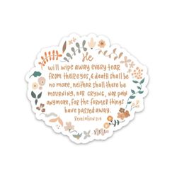 christian stickers | revelation 21:4 sticker | bible verse quotes | jesus, god, faith, scripture decals