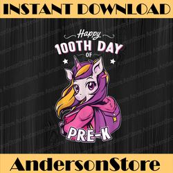 unicorn school png for girls, 100 days of preschool pre-k png