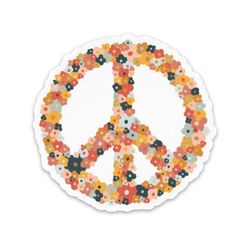 peace sticker | floral peace decal | waterproof vinyl stickers