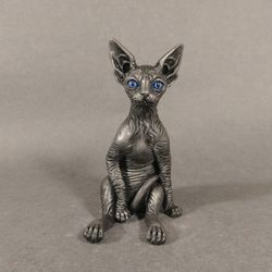 Baby sphynx cat sculpture cat miniature figurine mask sphinx.Animal decor.Cat sphynx figurine.Mascot cat.Custom figurine