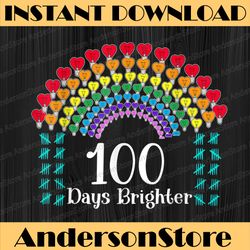 cute 100 days of school 100 days brighter hearts 100th day png