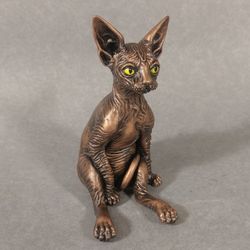 Baby sphynx cat sculpture cat miniature figurine mask sphinx.Animal decor.Cat sphynx figurine.