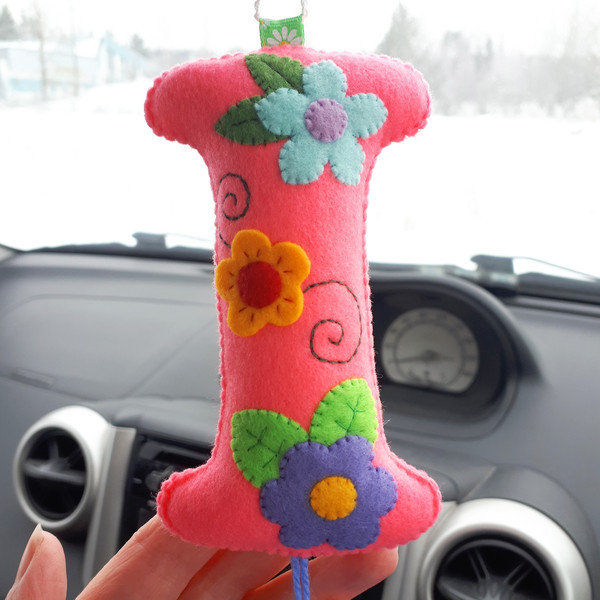 Initial-car-ornament-Mexican-embroidered