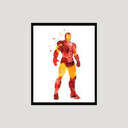Iron Man Superhero Art Print Digital Files decor nursery room watercolor