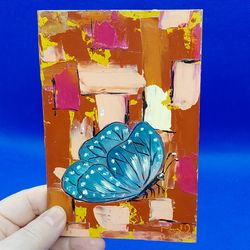 Butterfly mini-painting Animal world Art Insects and animals Children's painting Child's gift Small original artwork
