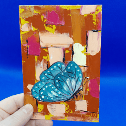 butterfly mini-painting animal world art insects and animals children's painting child's gift small original artwork