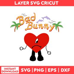 Bad Bunny Heart Tattoo Svg, Bad Bunny Bundle Svg , Png, Pdf, Dxf digital file.