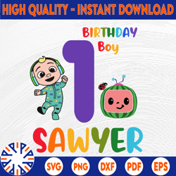 cocomelon personalized name and ages birthday boy svg, coco melon svg, cocomelon svg for cricut, cocomelon birthday svg