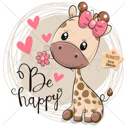 Cute Cartoon Giraffe PNG, clipart, Sublimation Design, Children printable, art