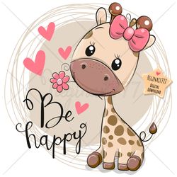 cute cartoon giraffe png, clipart, sublimation design, children printable, art