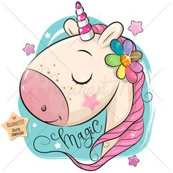 cute cartoon unicorn png, clipart, sublimation design, children printable, art
