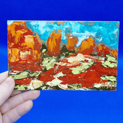 Mountain Landscape Monument Valley Mini Painting Mountains National Park Summer Landscape Small Painting Original work