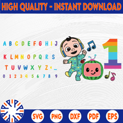 cocomelon logo and full alphabets birthday svg/png, cocomelon brithday svg/png ,cocomelon family birthday svg