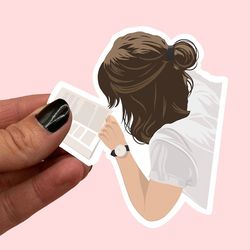girl reading sticker | book lover sticker | gift for book lovers | book journal stickers