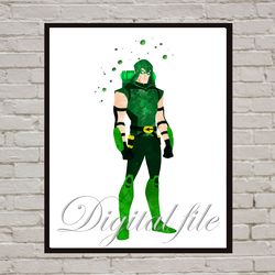 Green Arrow DC Comic Superheroes Art Print Digital Files decor nursery room watercolor