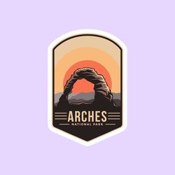 arches national park sticker, national park badge stickers, national park
