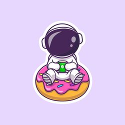 astronaut donut sticker, funny laptop macbook stickers, galaxy space stickers, aesthetic stickers