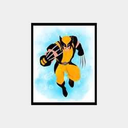 Wolverine Marvel Superhero Art Print Digital Files decor nursery room watercolor