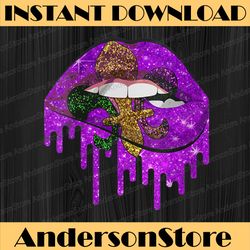 mardi gras carnival costume purple & gold fleur-de-lis lips mardi gras festival, louisiana party, happy mardi gras png