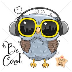 Cute Cartoon Owl Boy PNG, clipart, Sublimation Design, Cool, Print, clip art, Glasses, Headphones
