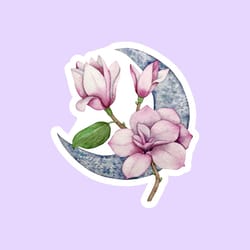 watercolor floral moon sticker, celestial stickers, watercolor stickers, scrapbook sticker