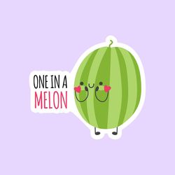 one in a melon sticker, funny laptop macbook stickers, motivational stickers, aesthetic stickers