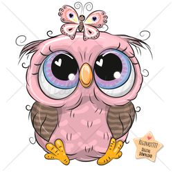cute cartoon owl girl png, clipart, sublimation design, print, clip art, butterfly