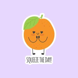 squeeze the day orange sticker, funny laptop macbook stickers, motivational stickers