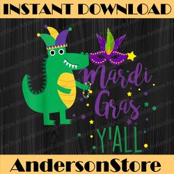 mardi gras y'all alligator mardi gras beads carnival mask mardi gras festival, louisiana party, happy mardi gras png