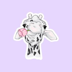 floral giraffe sticker, funny stickers, scrapbook sticker, cool stickers, cute sticker