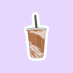 frappuccino iced coffee sticker, cool stickers, cute kawaii stickers, aesthetic stickers, laptop stickers