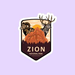 zion national park sticker, national park badge stickers, national park