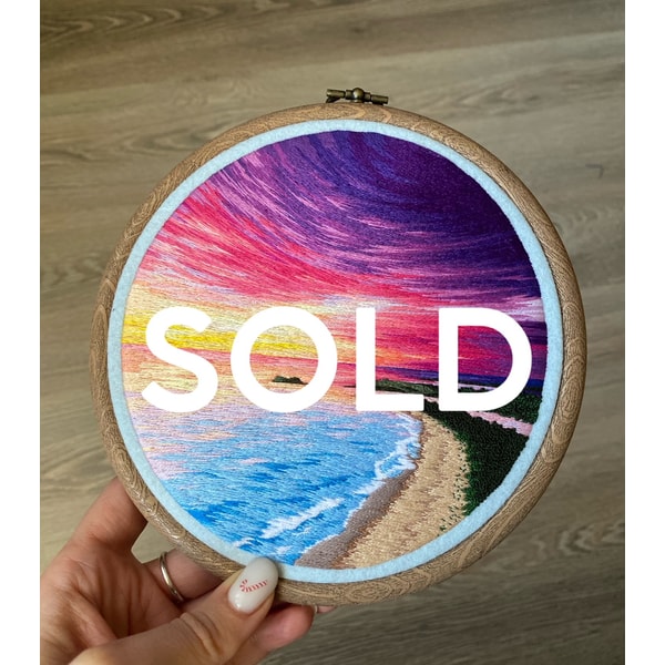 embroidered landscape, embroidery art, sunrise sunset - Inspire Uplift