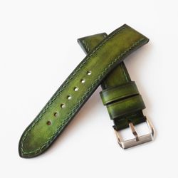 Watch strap, classic watchband, olive, genuine leather, green strap, watchstraps handmade, all sizes