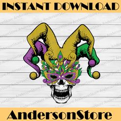 mardi gras skull jester hat masquerade eye mask mardi gras festival, louisiana party, happy mardi gras png
