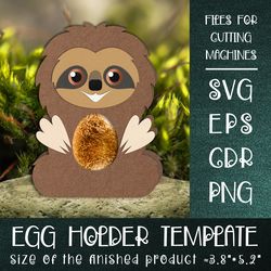 sloth chocolate egg holder template svg