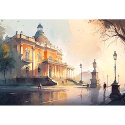 Watercolor painting to download    (16,5x11,4 in) Rainy Day