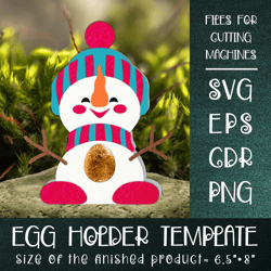 Snowman Christmas Egg Holder Template SVG