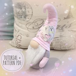 Digital Download Valentine Gnome pattern, DIY gnome tutorial PDF, Toy Sewing pattern