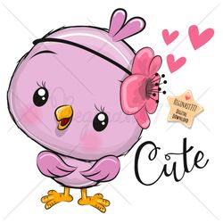 Cute Cartoon Bird PNG, clipart, Sublimation Design, Girl, Children printable, Flower, Cool, art