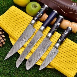 Handmade Damascus Steel Kitchen Knives set, Chef Knife Set, Steak Knife, Bar B Q, Custom Knives Set, Handmade Knives Set