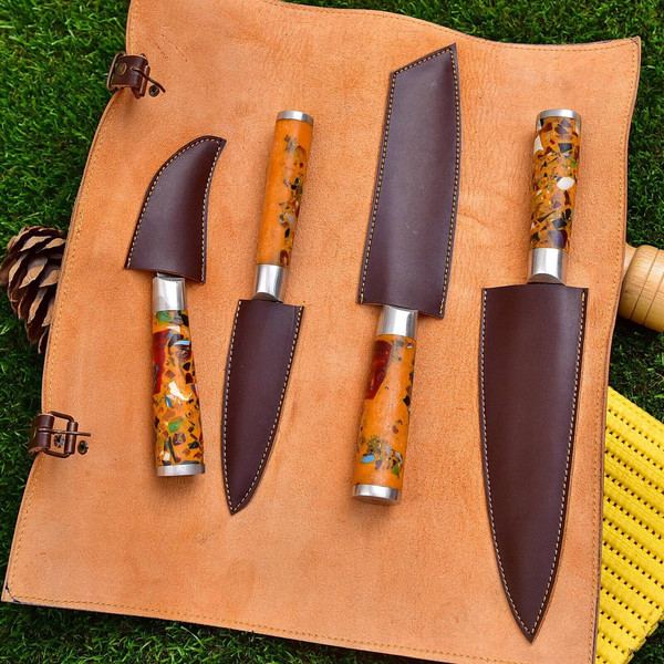 Handmade Damascus Steel Kitchen Knives set, Chef knife set, Steak knife, Bar B Q 3.jpg