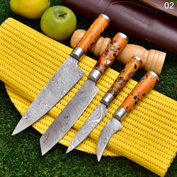 handmade damascus steel kitchen knives set, chef knife set, steak knife, bar b q, custom knives set, handmade knives set