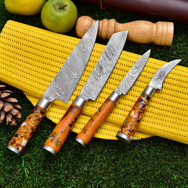 Handmade Damascus Steel Kitchen Knives set, Chef knife set, Steak knife, Bar B Q 1.jpg