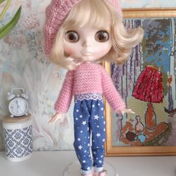 Jacket and voluminous beret for a blythe doll