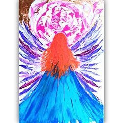 Angel Painting Milky Way Original Art Abstract Small Painting by LarisaRay